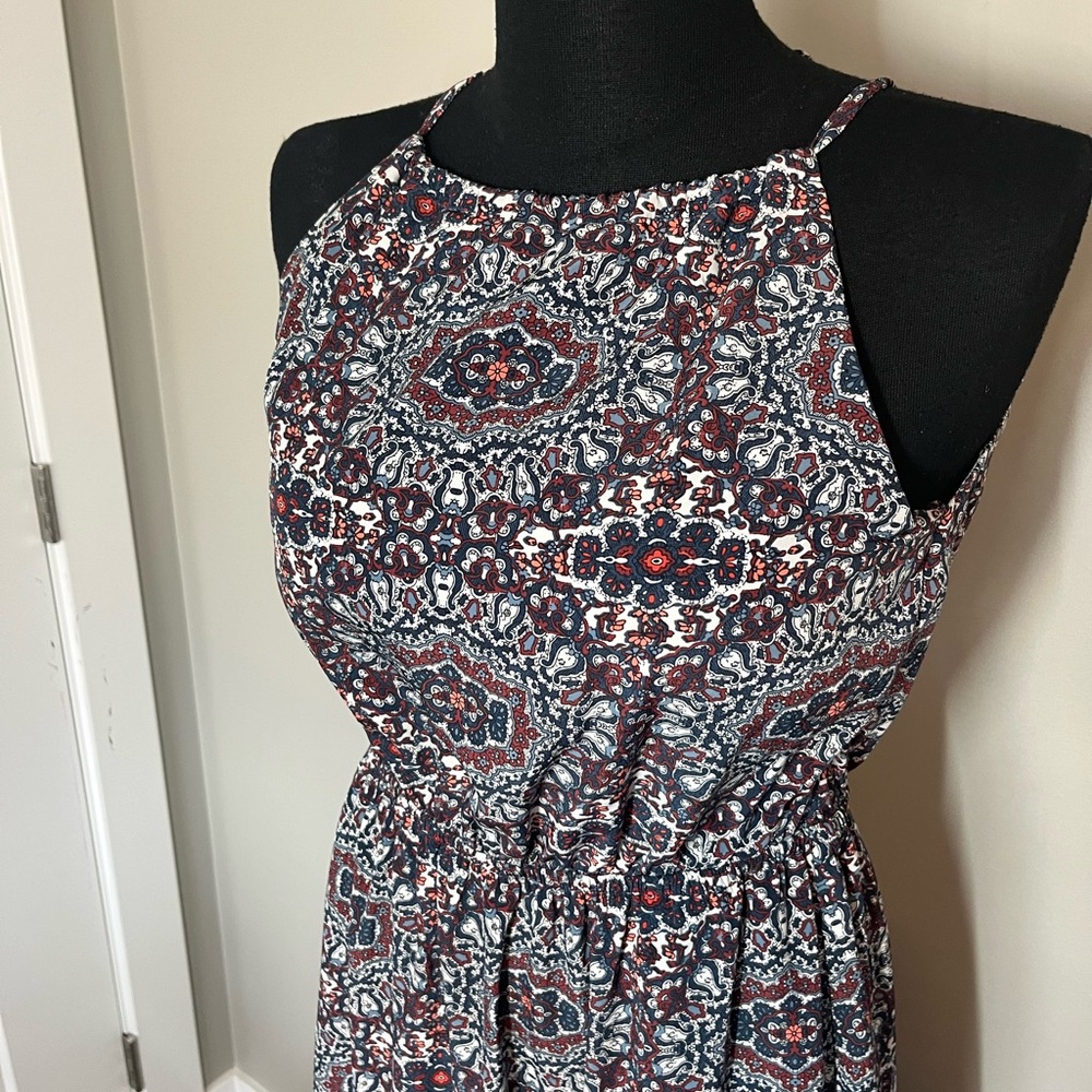 Athleta L Maxi Dress Island Life Iron Blue Built In Bra Support - Picture 6 of 10
